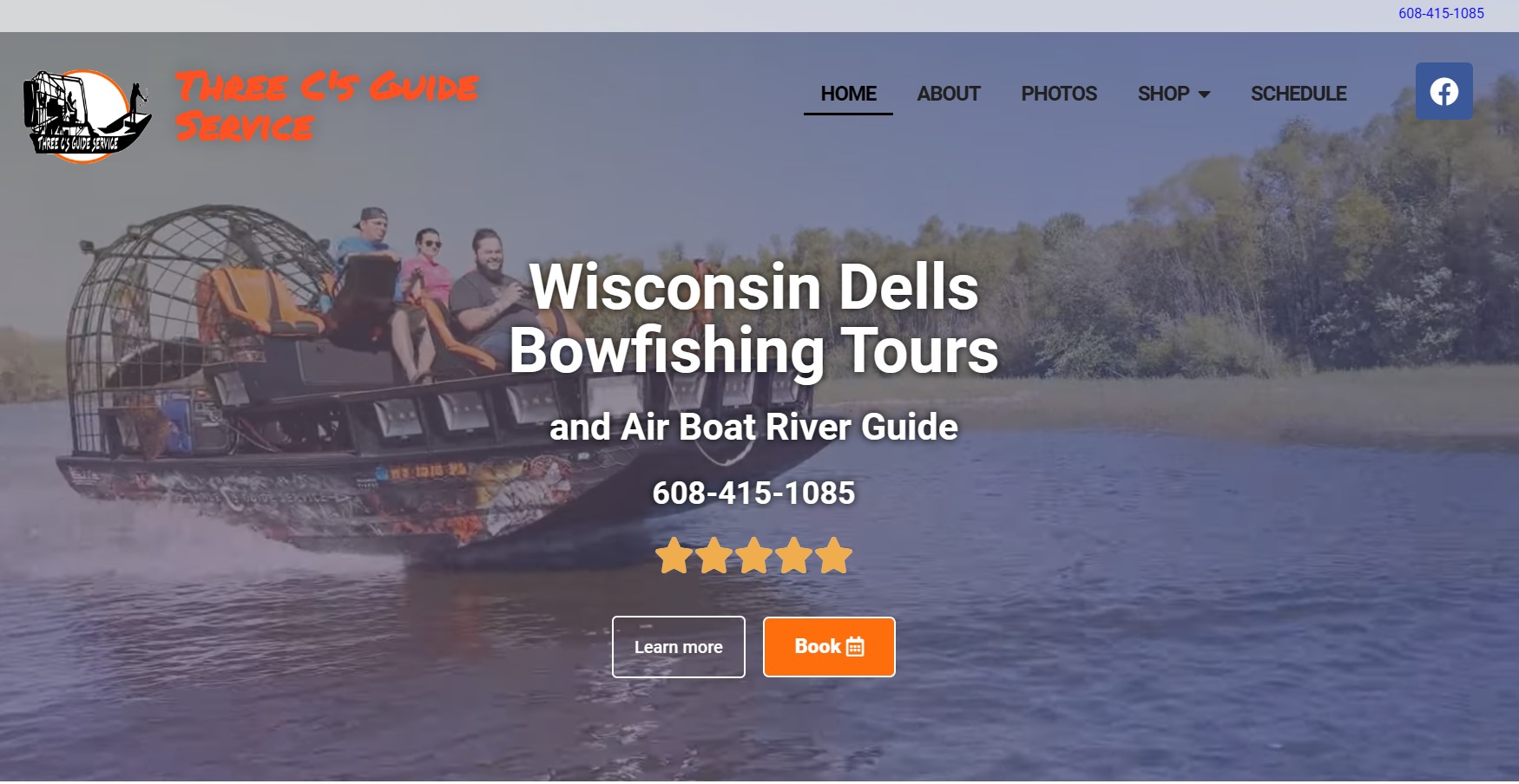 Website design and PPC marketing on Facebook, Instagram, and TikTok for Three C's Guide Service bowfishing tours in Wisconsin Dells